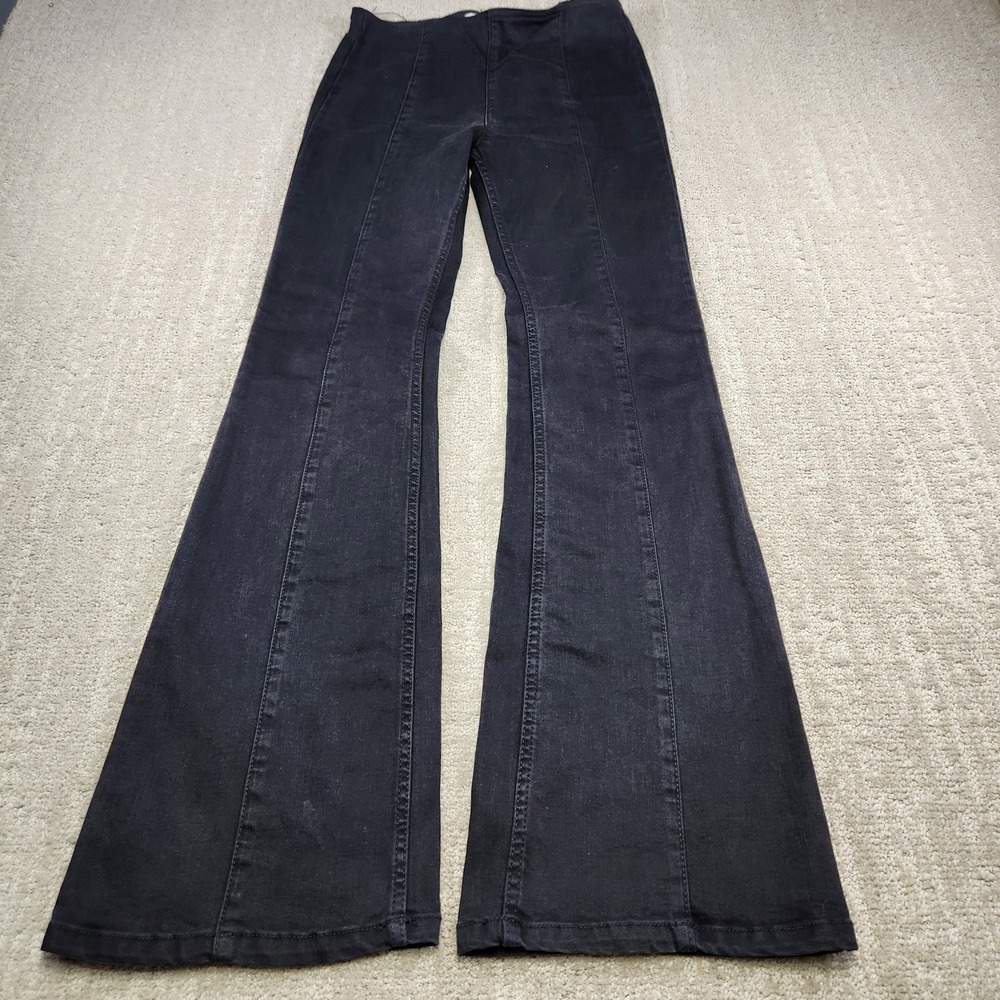 We The Free People Jeans Women 26 Flare Leg High Rise A Line Bareback Pull On